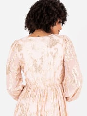Lovedrobe Nude Long Sleeve Foiled Wrap Front Midaxi Dress - Image 4 of 6