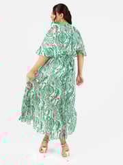 Lovedrobe Cape Sleeve Blue Frill Wrap Hem Midaxi Dress - Image 2 of 5