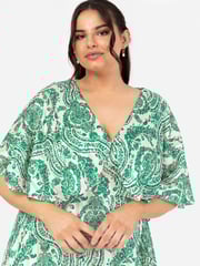 Lovedrobe Cape Sleeve Blue Frill Wrap Hem Midaxi Dress - Image 4 of 5