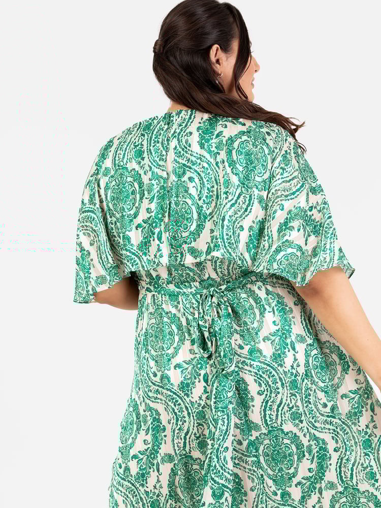 Lovedrobe Cape Sleeve Blue Frill Wrap Hem Midaxi Dress - Image 5 of 5