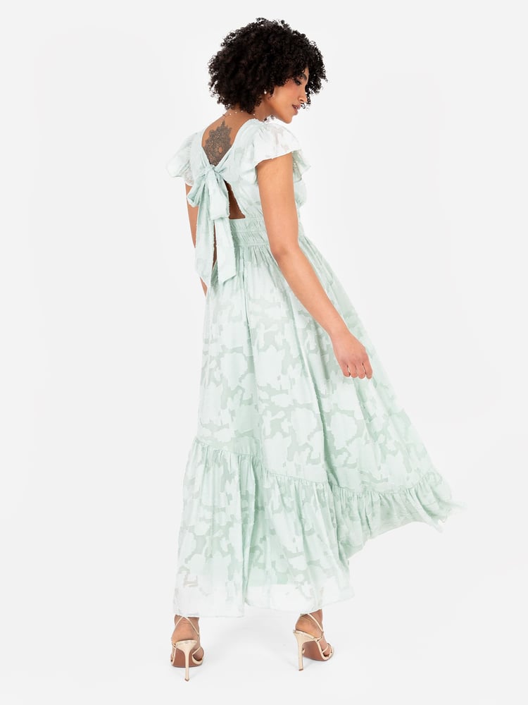 Lovedrobe Wrap Front Flutter Sleeve Maxi Dress - Image 2 of 5