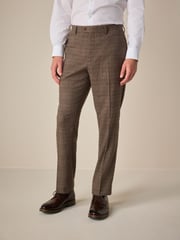 Neutral Regular Fit Trimmed Check Suit Trousers - Image 1 of 5