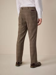Neutral Regular Fit Trimmed Check Suit Trousers - Image 3 of 5