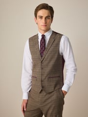 Neutral Trimmed Check Suit Waistcoat - Image 1 of 4