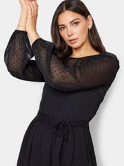 Long Tall Sally Black Dobby Tiered Dress - Image 1 of 4