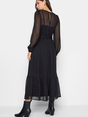 Long Tall Sally Black Dobby Tiered Dress - Image 2 of 4
