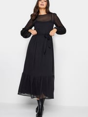 Long Tall Sally Black Dobby Tiered Dress - Image 3 of 4