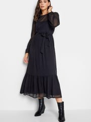 Long Tall Sally Black Dobby Tiered Dress - Image 4 of 4