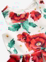 Red/White Flower Print Cut Out Detail Scuba Occasion Dress (1.5-16yrs) - Image 7 of 7