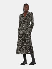Whistles Scribble Bouquet Midi Black Dress - Image 1 of 5