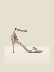 Sosandar Gold Leather Barely There High Heel Sandals - Image 1 of 3
