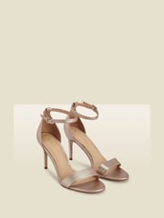 Sosandar Gold Leather Barely There High Heel Sandals - Image 2 of 3