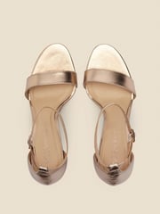 Sosandar Gold Leather Barely There High Heel Sandals - Image 3 of 3
