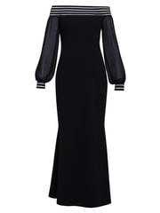 Gina Bacconi Vanessa Crepe Maxi Black Dress With Neck Trim - Image 5 of 5