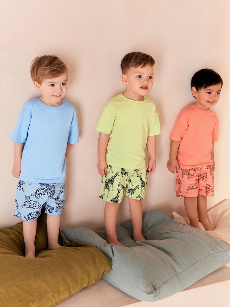 Multi Bright Dino 100% Cotton Short Woven Bottoms Pyjamas 3 Pack (9mths-12yrs) - Image 2 of 4