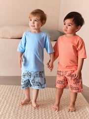 Multi Bright Dino 100% Cotton Short Woven Bottoms Pyjamas 3 Pack (9mths-12yrs) - Image 3 of 4