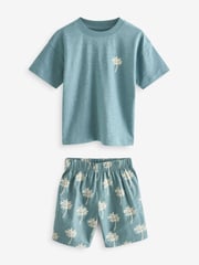 Green/Blue Pineapple Palm Tree 100% Cotton Short Woven Bottoms Pyjamas 3 Pack (9mths-12yrs) - Image 5 of 10