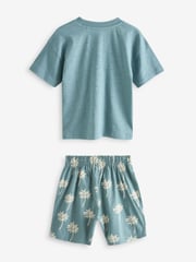 Green/Blue Pineapple Palm Tree 100% Cotton Short Woven Bottoms Pyjamas 3 Pack (9mths-12yrs) - Image 7 of 10
