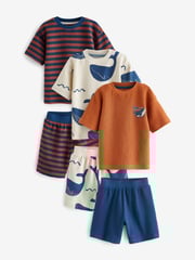 Rust/Navy Textured Whale Short Pyjamas 3 Pack (9mths-10yrs) - Image 6 of 8