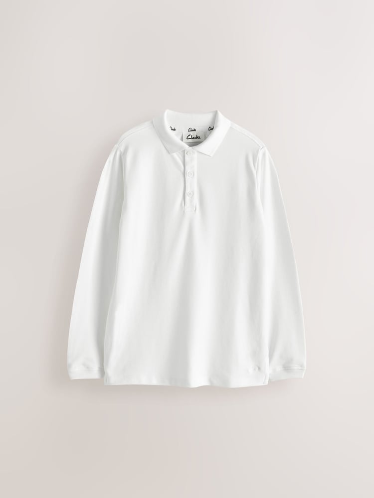 Clarks White Boys 100% Cotton Polo Shirts 2 Pack - Image 2 of 2
