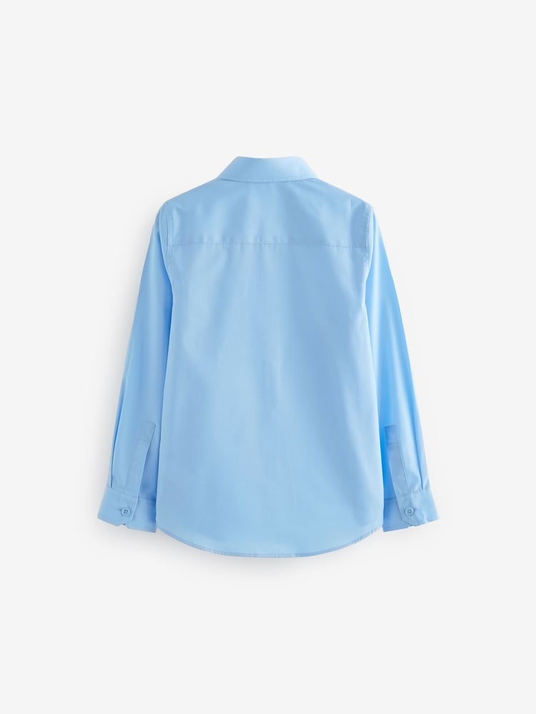 Clarks Blue Long Sleeve Clarks Boys School Shirts 2 Pack - Image 2 of 5