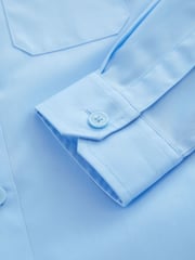 Clarks Blue Long Sleeve Clarks Boys School Shirts 2 Pack - Image 3 of 5