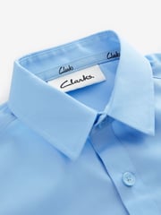 Clarks Blue Long Sleeve Clarks Boys School Shirts 2 Pack - Image 5 of 5