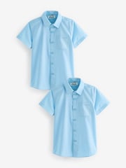 Clarks Blue Short Sleeve Clarks Boys School Shirts 2 Pack - Image 1 of 4