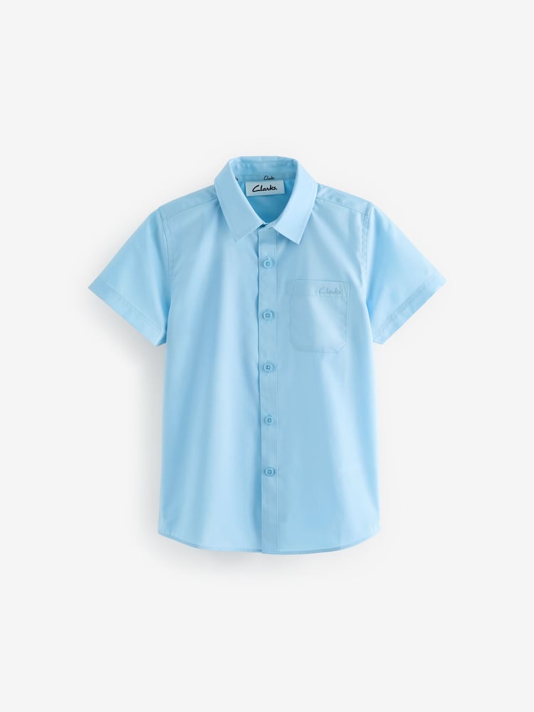 Clarks Blue Short Sleeve Clarks Boys School Shirts 2 Pack - Image 2 of 4