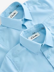 Clarks Blue Short Sleeve Clarks Boys School Shirts 2 Pack - Image 4 of 4
