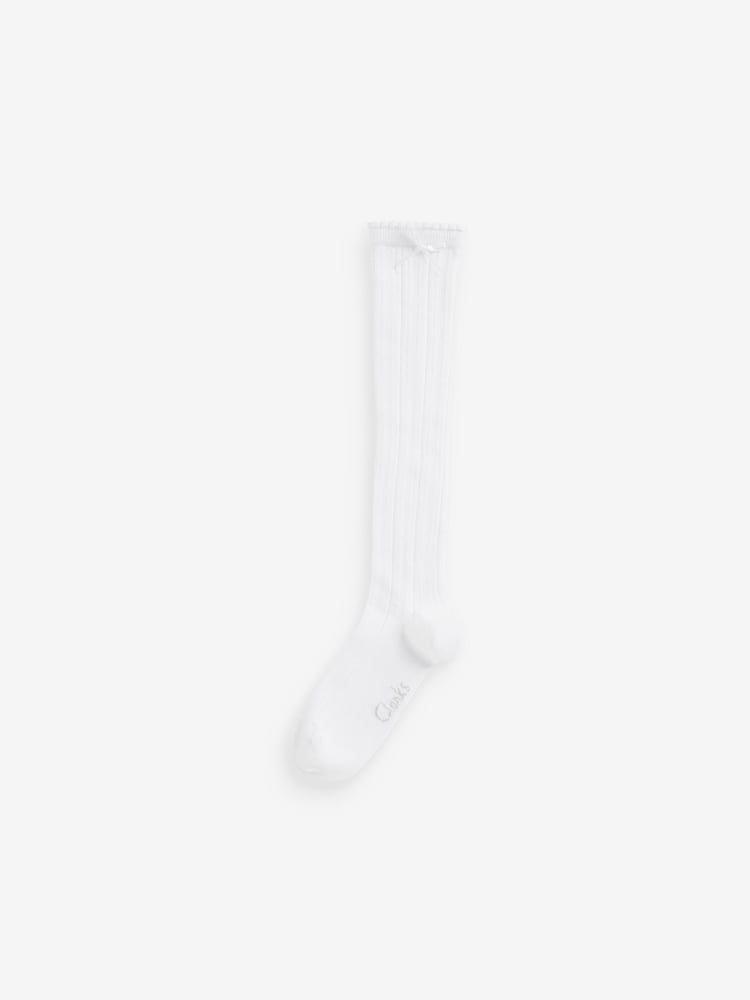 Clarks Off White Girls Knee High School Socks 2 Pack - Image 2 of 2