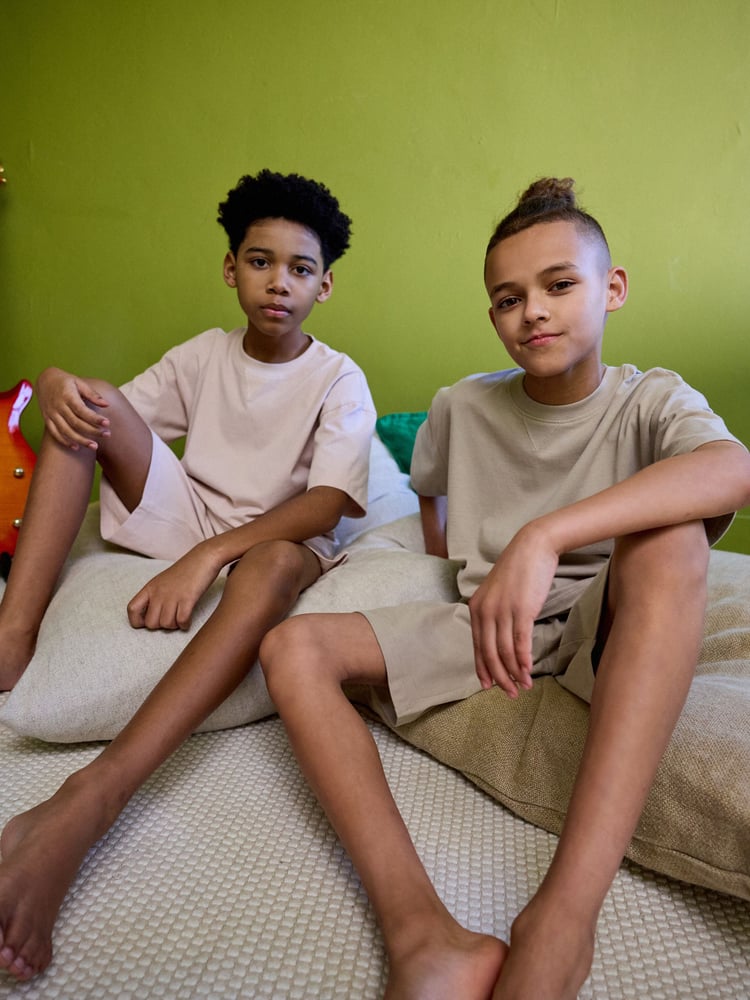 Pink/ Cement plain 2 Pack 100% Cotton Short Sleeve Pyjamas Set (3-16yrs) - Image 2 of 8