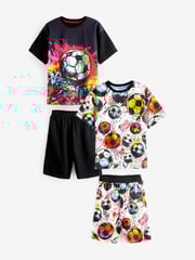 Black/Pink Football Short Pyjamas 2 Pack (3-16yrs) - Image 5 of 8