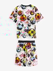 Black/Pink Football Short Pyjamas 2 Pack (3-16yrs) - Image 6 of 8
