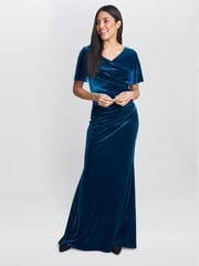 Gina Bacconi Blue Minka Velvet Maxi Dress With Cowl Neck - Image 1 of 5