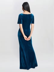 Gina Bacconi Blue Minka Velvet Maxi Dress With Cowl Neck - Image 2 of 5