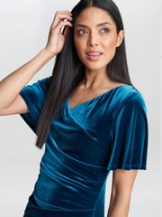 Gina Bacconi Blue Minka Velvet Maxi Dress With Cowl Neck - Image 4 of 5