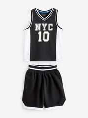 Blue/Black Basketball 100% Cotton Short Textured Bottom Pyjamas 2 Pack (4-16yrs) - Image 2 of 6