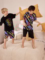 Black/ Metallic Skate of Mind Short Pyjamas 2 Pack (3-16yrs) - Image 1 of 7
