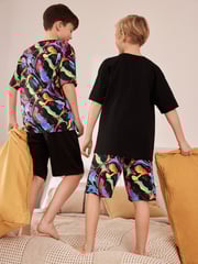Black/ Metallic Skate of Mind Short Pyjamas 2 Pack (3-16yrs) - Image 3 of 7