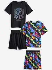 Black/ Metallic Skate of Mind Short Pyjamas 2 Pack (3-16yrs) - Image 6 of 7