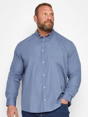 BadRhino Big & Tall Blue 100% Cotton Poplin Long Sleeve Shirt - Image 1 of 3