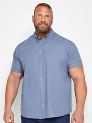 BadRhino Big & Tall Blue Short Sleeve 100% Cotton Poplin Shirt - Image 1 of 3