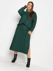 Yours Curve Green Cable Skirt - Image 3 of 4