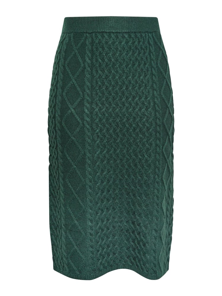 Yours Curve Green Cable Skirt - Image 4 of 4