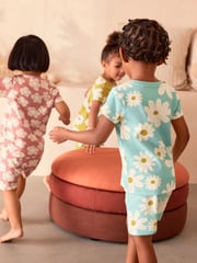 Multi Floral Short 100% Cotton Pyjamas 3 Pack (9mths-8yrs) - Image 3 of 8
