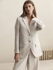 Grey Linen Single Breasted Blazer - Image 1 of 7