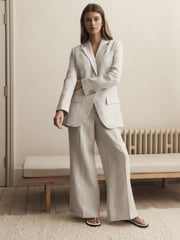 Grey Linen Single Breasted Blazer - Image 2 of 7