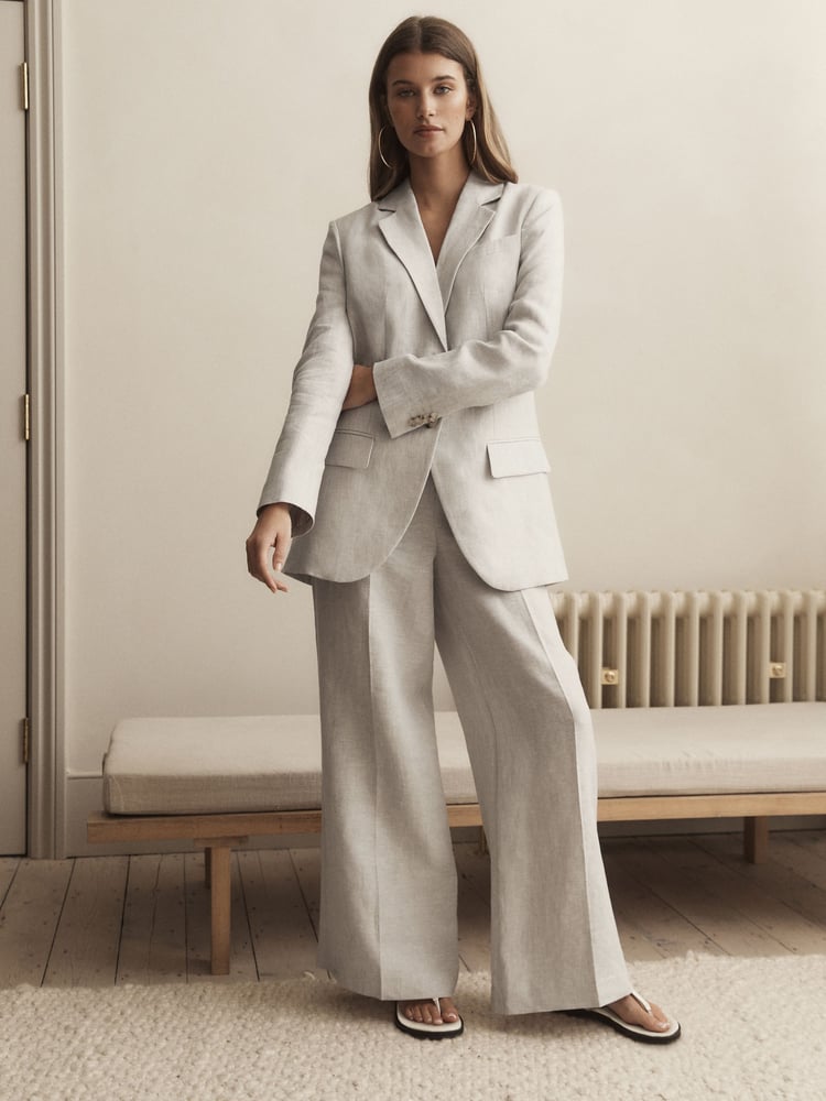 Grey Linen Single Breasted Blazer - Image 2 of 7