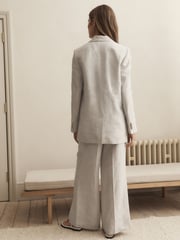 Grey Linen Single Breasted Blazer - Image 4 of 7